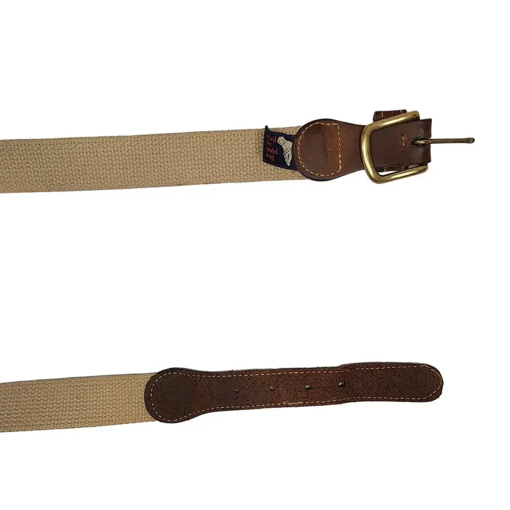 A Tail We Could Wag Cotton & Leather Belt sz 38 Handmade Colorful Patterns